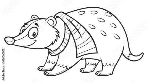 Cute cartoon animal, cute zoo pictures, coloring book pages for kids. Isolated line art on a white background