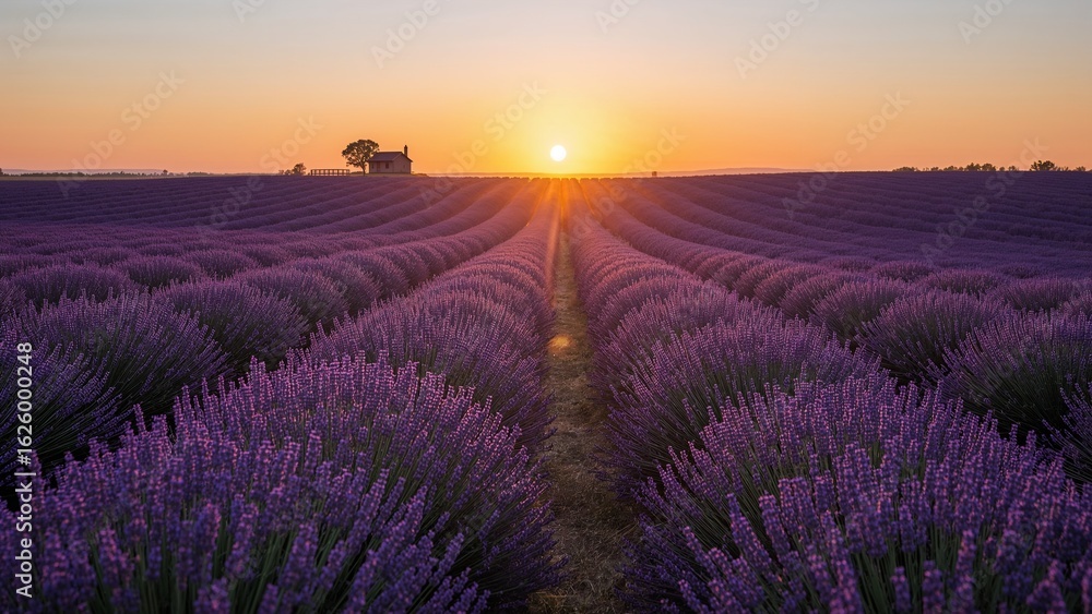 Obraz premium lavender field at sunset