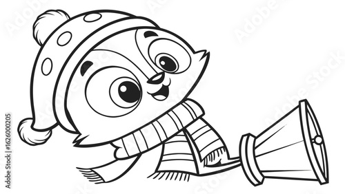 Cute cartoon animal, cute zoo pictures, coloring book pages for kids. Isolated line art on a white background