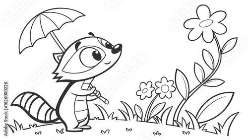 Cute cartoon animal, cute zoo pictures, coloring book pages for kids. Isolated line art on a white background