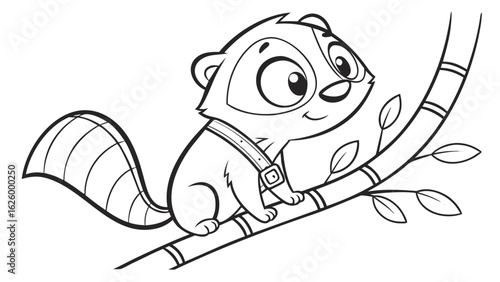 Cute cartoon animal, cute zoo pictures, coloring book pages for kids. Isolated line art on a white background