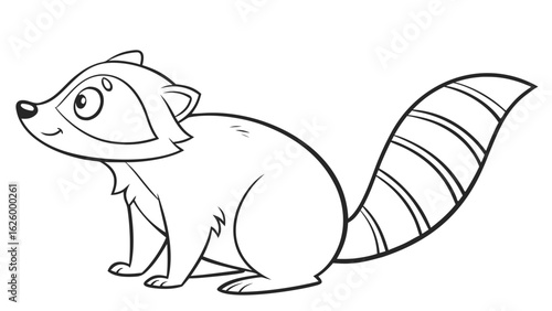 Cute cartoon animal, cute zoo pictures, coloring book pages for kids. Isolated line art on a white background