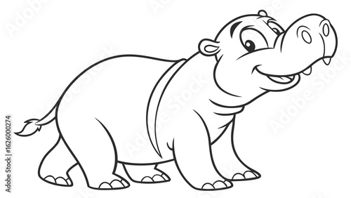 Cute cartoon animal, cute zoo pictures, coloring book pages for kids. Isolated line art on a white background