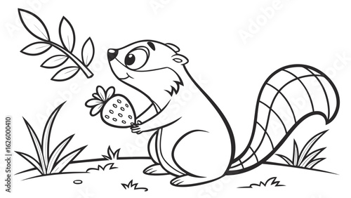 Cute cartoon animal, cute zoo pictures, coloring book pages for kids. Isolated line art on a white background