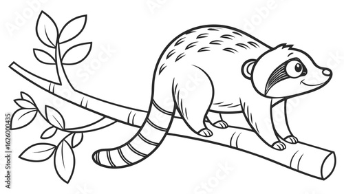 Cute cartoon animal, cute zoo pictures, coloring book pages for kids. Isolated line art on a white background
