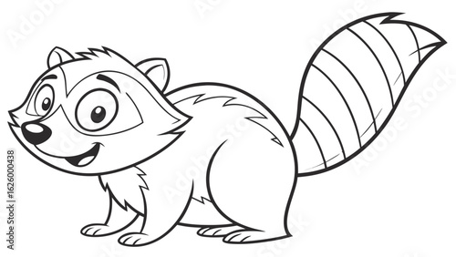 Cute cartoon animal, cute zoo pictures, coloring book pages for kids. Isolated line art on a white background