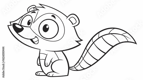 Cute cartoon animal, cute zoo pictures, coloring book pages for kids. Isolated line art on a white background