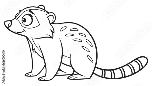 Cute cartoon animal, cute zoo pictures, coloring book pages for kids. Isolated line art on a white background