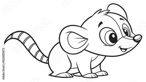 Cute cartoon animal, cute zoo pictures, coloring book pages for kids. Isolated line art on a white background