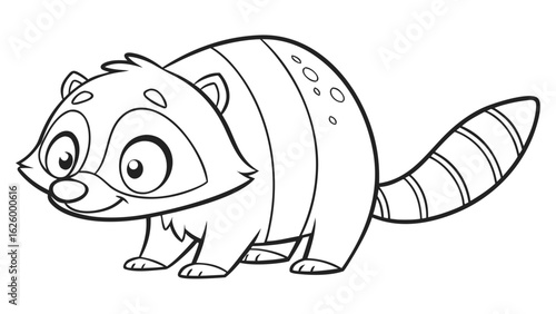 Cute cartoon animal, cute zoo pictures, coloring book pages for kids. Isolated line art on a white background