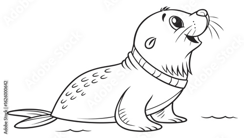 Cute cartoon animal, cute zoo pictures, coloring book pages for kids. Isolated line art on a white background