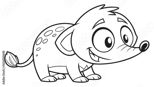 Cute cartoon animal, cute zoo pictures, coloring book pages for kids. Isolated line art on a white background