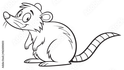 Cute cartoon animal, cute zoo pictures, coloring book pages for kids. Isolated line art on a white background