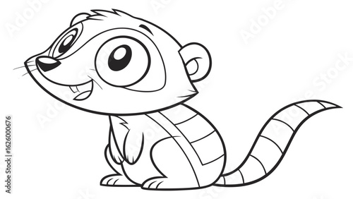 Cute cartoon animal, cute zoo pictures, coloring book pages for kids. Isolated line art on a white background