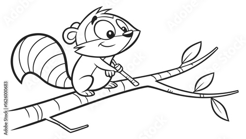 Cute cartoon animal, cute zoo pictures, coloring book pages for kids. Isolated line art on a white background