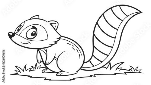 Cute cartoon animal, cute zoo pictures, coloring book pages for kids. Isolated line art on a white background