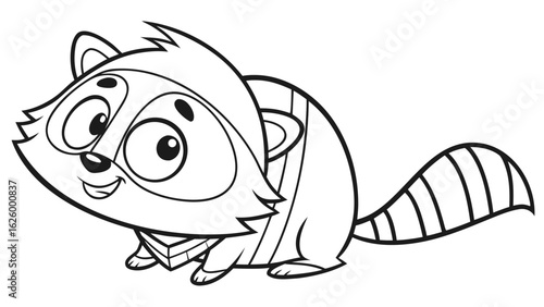 Cute cartoon animal, cute zoo pictures, coloring book pages for kids. Isolated line art on a white background