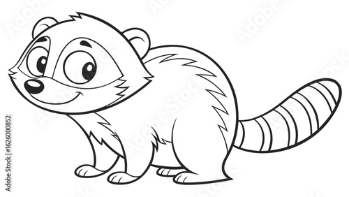 Cute cartoon animal, cute zoo pictures, coloring book pages for kids. Isolated line art on a white background