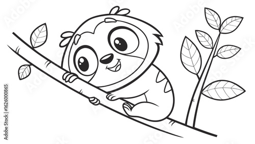 Cute cartoon animal, cute zoo pictures, coloring book pages for kids. Isolated line art on a white background
