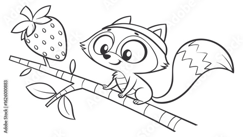 Cute cartoon animal, cute zoo pictures, coloring book pages for kids. Isolated line art on a white background