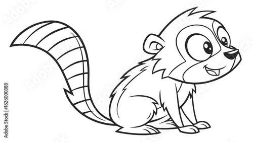 Cute cartoon animal, cute zoo pictures, coloring book pages for kids. Isolated line art on a white background