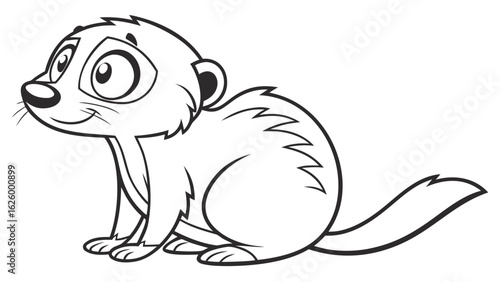Cute cartoon animal, cute zoo pictures, coloring book pages for kids. Isolated line art on a white background