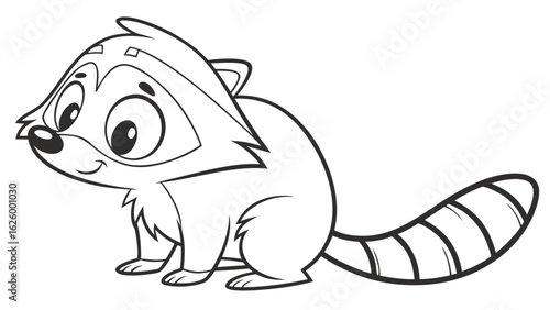 Cute cartoon animal, cute zoo pictures, coloring book pages for kids. Isolated line art on a white background