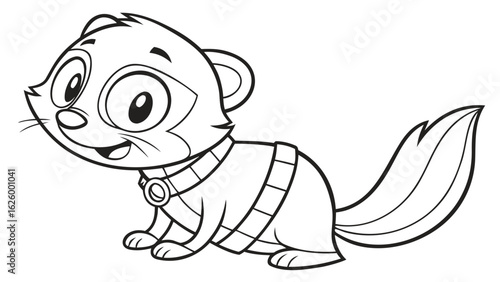 Cute cartoon animal, cute zoo pictures, coloring book pages for kids. Isolated line art on a white background