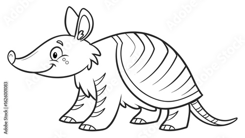 Cute cartoon animal, cute zoo pictures, coloring book pages for kids. Isolated line art on a white background