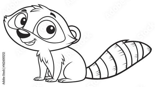 Cute cartoon animal, cute zoo pictures, coloring book pages for kids. Isolated line art on a white background