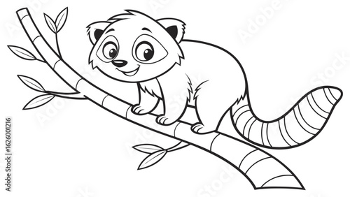 Cute cartoon animal, cute zoo pictures, coloring book pages for kids. Isolated line art on a white background