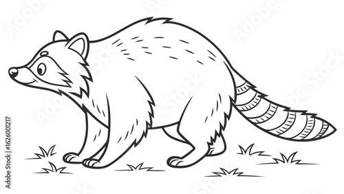 Cute cartoon animal, cute zoo pictures, coloring book pages for kids. Isolated line art on a white background