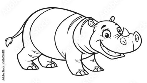 Cute cartoon animal, cute zoo pictures, coloring book pages for kids. Isolated line art on a white background