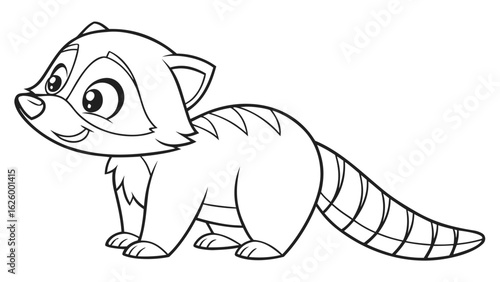 Cute cartoon animal, cute zoo pictures, coloring book pages for kids. Isolated line art on a white background