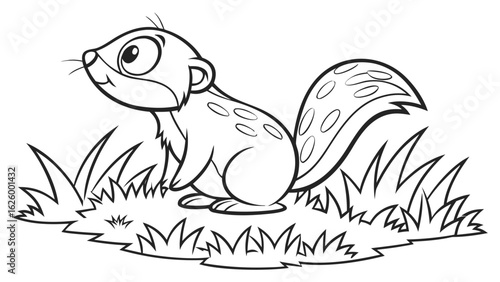 Cute cartoon animal, cute zoo pictures, coloring book pages for kids. Isolated line art on a white background