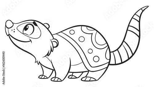 Cute cartoon animal, cute zoo pictures, coloring book pages for kids. Isolated line art on a white background