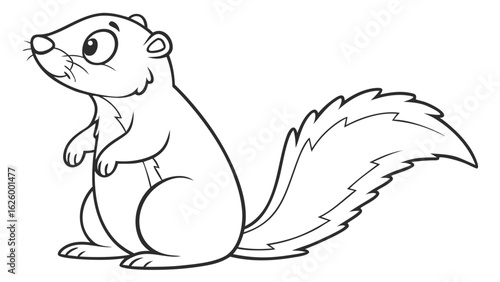 Cute cartoon animal, cute zoo pictures, coloring book pages for kids. Isolated line art on a white background