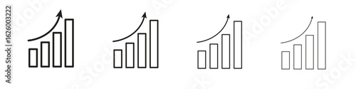 Growth chart icon outline vector pack. Best for web, mobile, ui