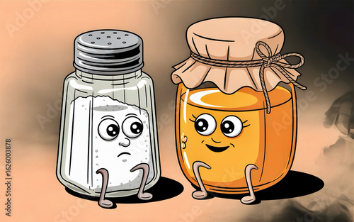 Brainrot meme inspired glass jars with faces in warm smoke