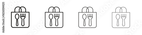 Take away food icon outline vector pack. Best for web, mobile, ui