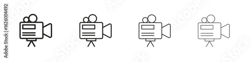 TV camera icon outline vector pack. Best for web, mobile, ui