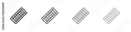 Pill blister pack icon outline vector pack. Best for web, mobile, ui