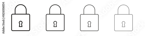 Padlock icon outline vector pack. Best for web, mobile, ui