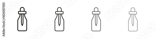 Oil dropper bottle icon outline vector pack. Best for web, mobile, ui