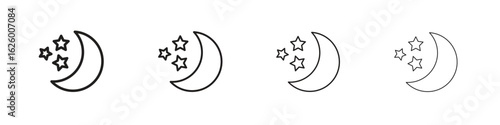 Night icon outline vector pack. Best for web, mobile, ui