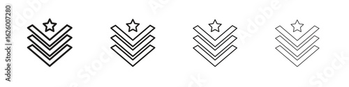 Military rank badge icon outline vector pack. Best for web, mobile, ui
