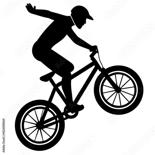 Bmx bike rider stunt jump sport extreme bicycle action silhouette vector illustration