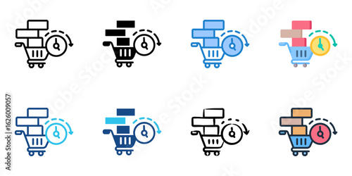 Shopping spree icon set multiple style collection 
