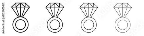 Diamond ring icon outline vector pack. Best for web, mobile, ui