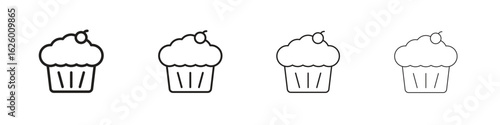 Cupcake icon outline vector pack. Best for web, mobile, ui